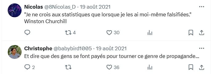 2 réponses mécontentes au gouvernement sur X.
