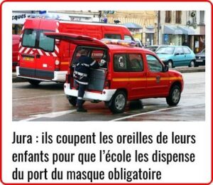 Plaisanterie issue de l'écho de la Boucle et concernant le masque à l'école.