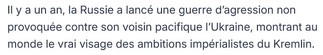 La Russie a lancée une guerre d'agression non provoquée...