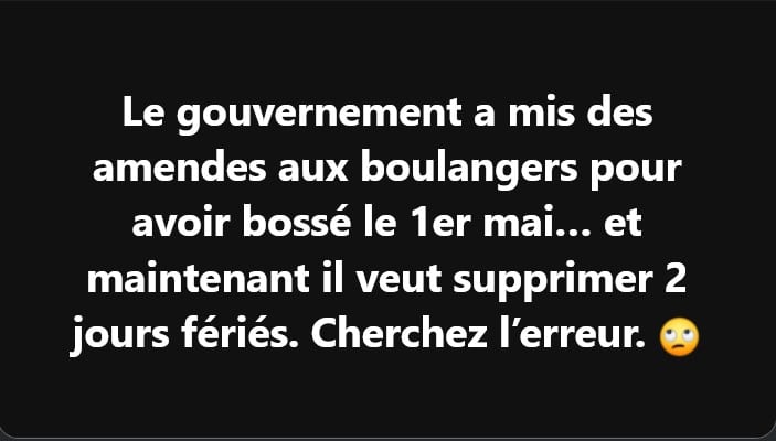 Boulangeries interdites le premier mai.