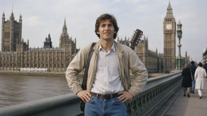 Photo représentant la chanson French Froggy Lover montrant une image virtuelle de Jim Labigote en face de Big Ben