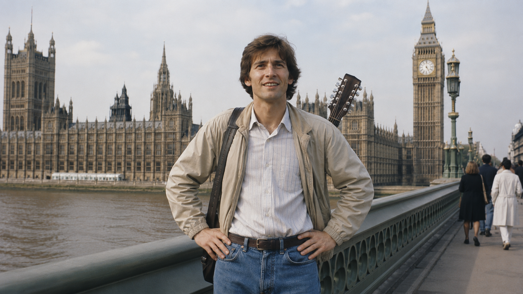 Photo représentant la chanson French Froggy Lover montrant une image virtuelle de Jim Labigote en face de Big Ben